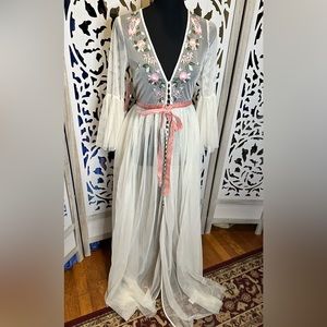 Anthropologie x BHLDN Sheer Beaded Embroidered Bridal Robe